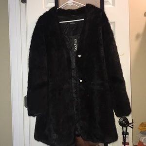 BOOHOO BLACK FUR COAT